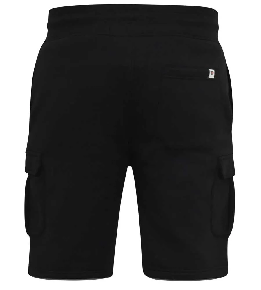 D555 Big Men's Black Fleece Cargo Shorts Elasticated Waist Cyrus 2